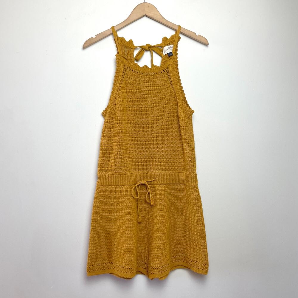 Boho Crochet Knit Romper Womens Medium Cotton Cottage Granola Retro Festival‎